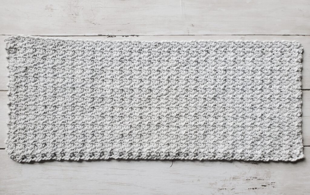 Crochet burp cloth laid flat