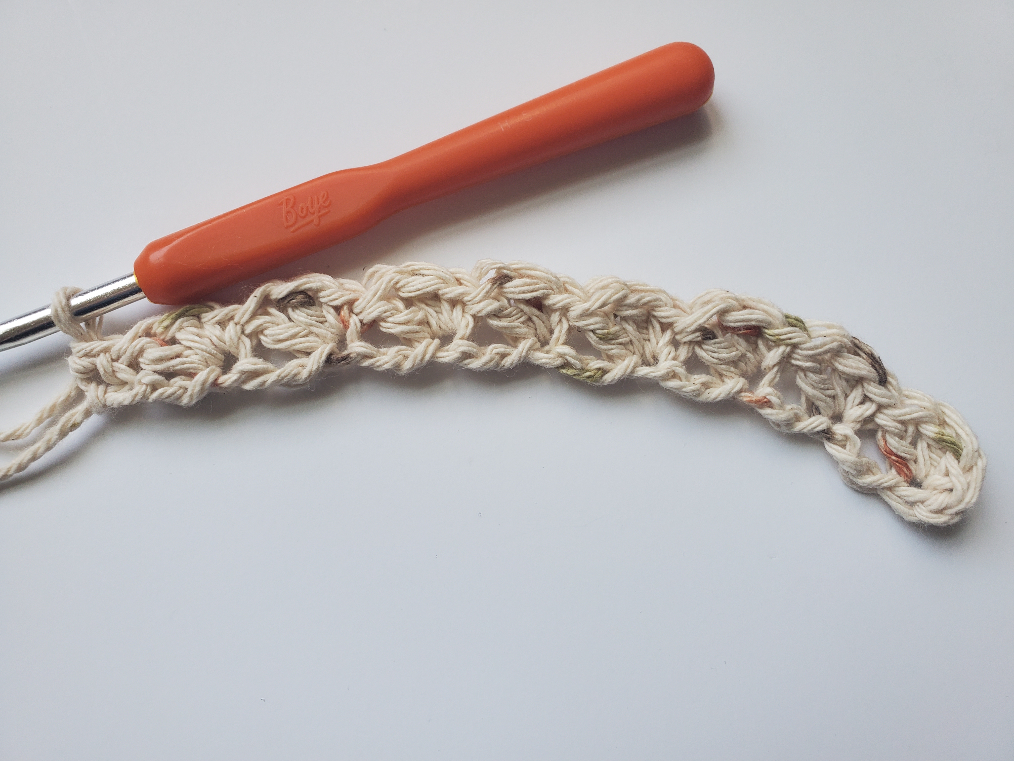 End of Row 2 for textured dishcloth pattern