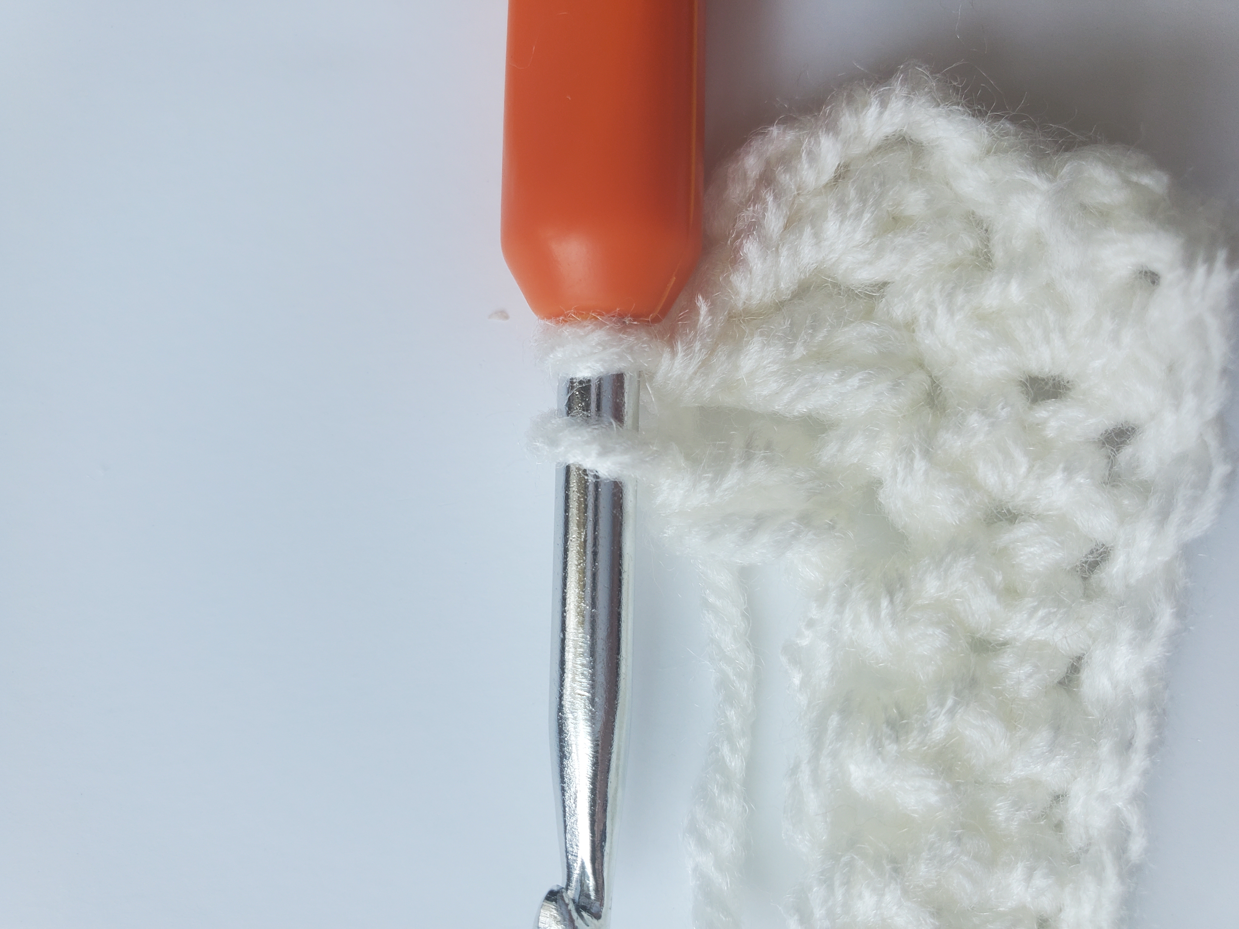 Step 1 of double crochet color change