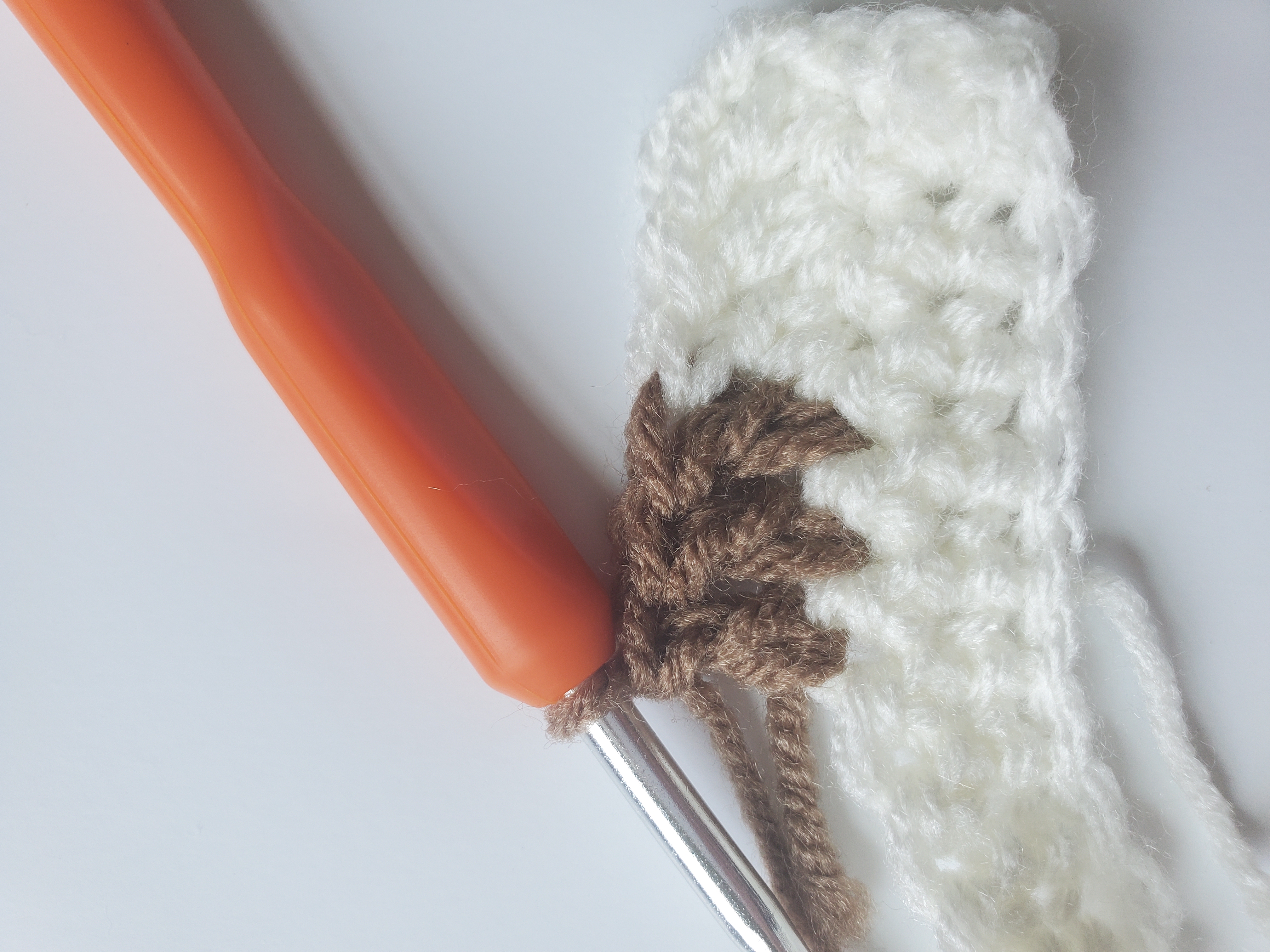 Step 2 of double crochet color change