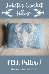 Pinterest Pin of Lobster Crochet Pillow