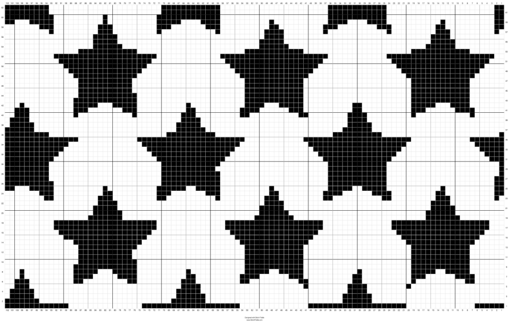 Black and White Star Crochet Graph from Stitch Fiddle