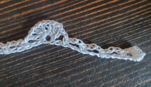 Start of row 1 for crochet veil