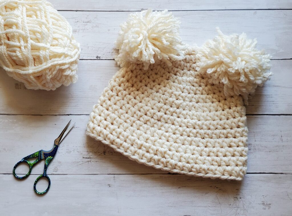 crochet double pom pom hat pattern