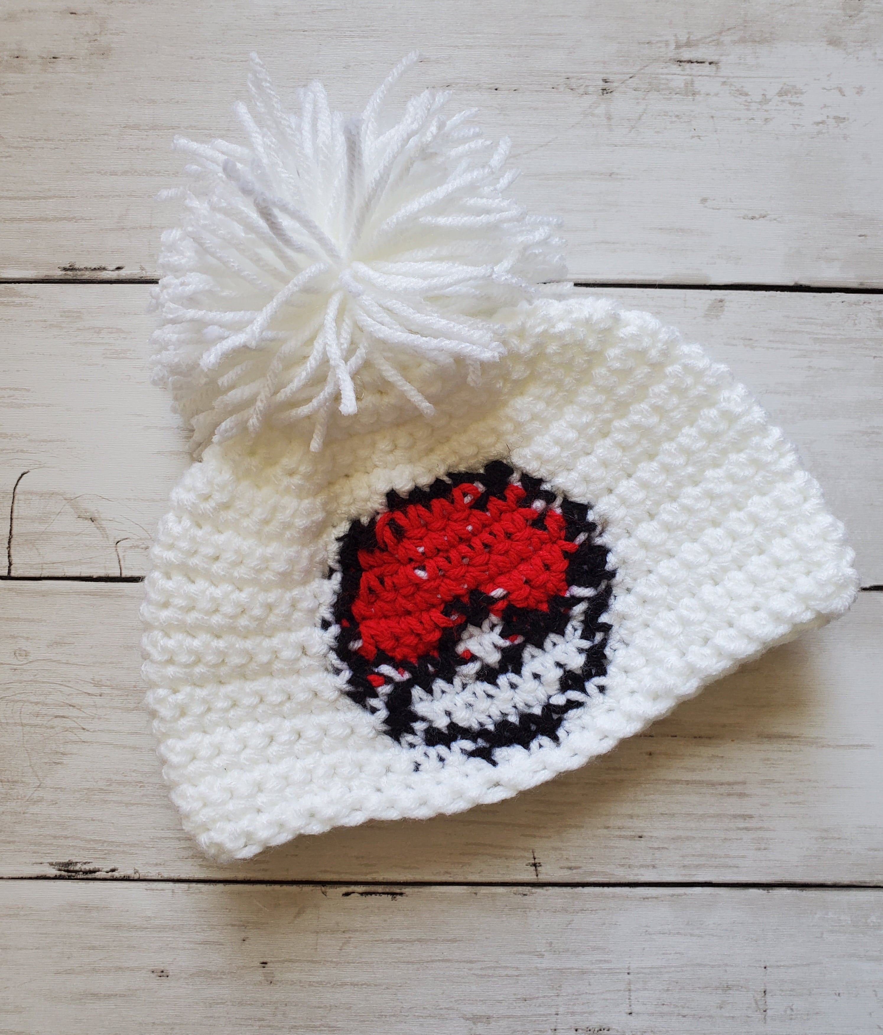 Pokeball Inspired Loom Knitted Hat