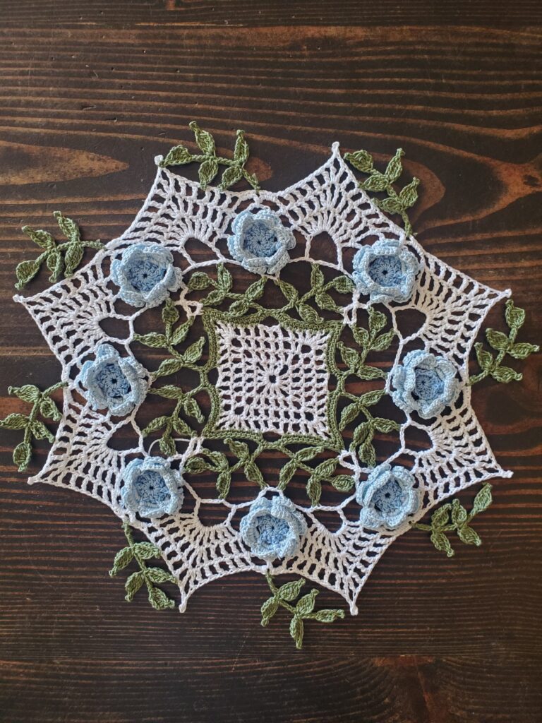 Blue Rose Doily