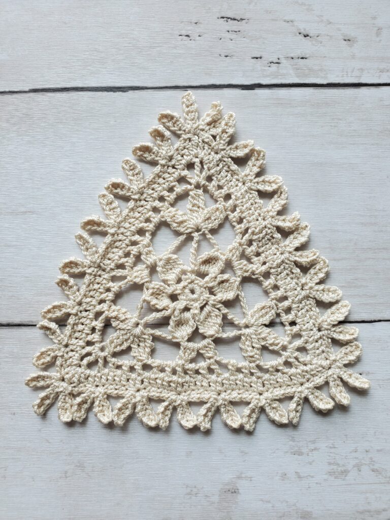 Floral Crochet Triangle with Leaves