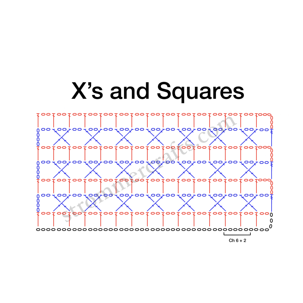 Crochet Lace Stitch Xs and Squares